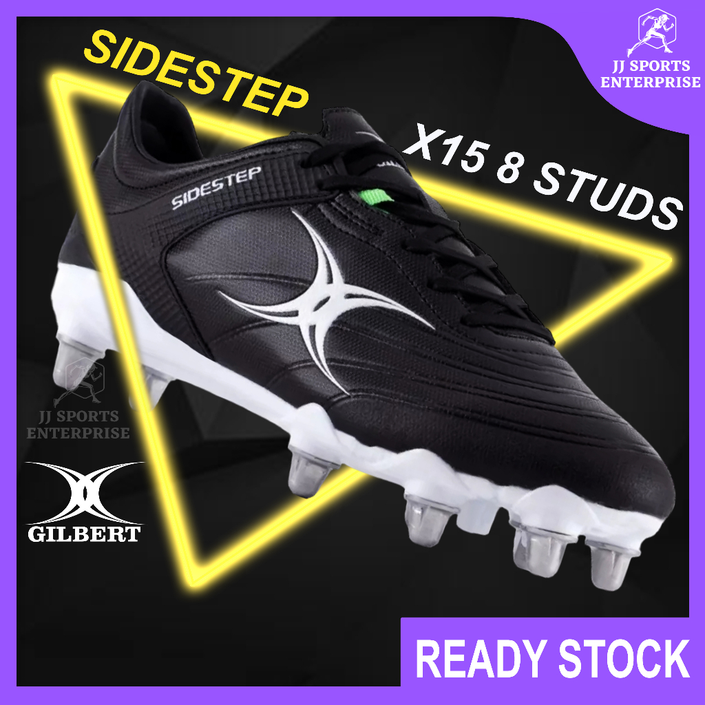 Gilbert Sidestep X15 Rugby Boots (8 Studs) Rugby Boot Kasut Rugby Gilbert Pro Lite Aluminium Rugby Boot Studs