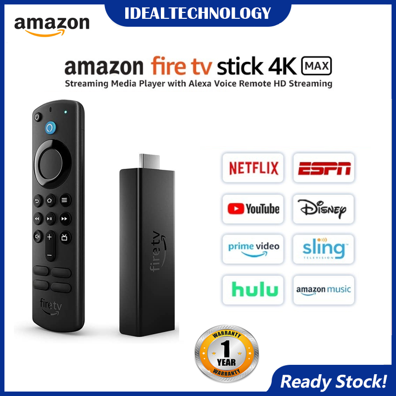 （Ready stock）Amazon Fire TV Stick 4K Max streaming device, Wi-Fi 6, Alexa Voice Remote (includes TV controls)