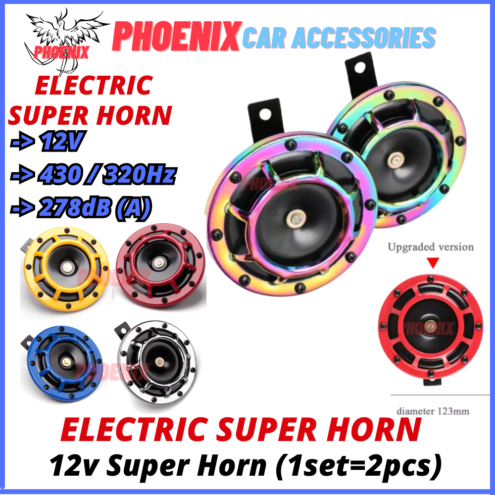 SUPER DUAL TONE HORN 278dB Fanfare BM Horn ( 2 PCS ) Car Motorcycle Super Loud High Power Siren Kereta Titanium Steel
