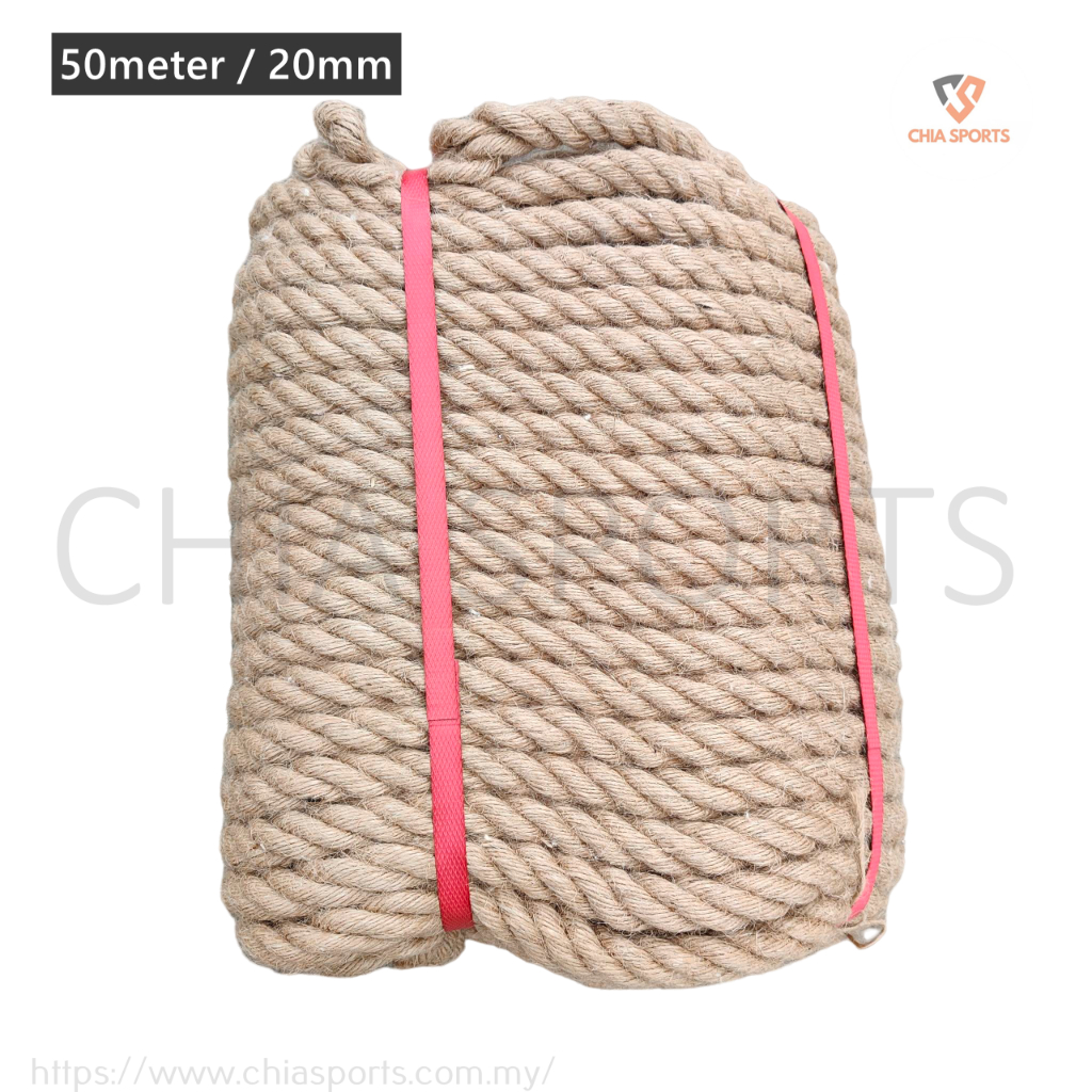 Natural Jute Rope 50m 2cm 20mm DIY Craft Gardening Decoration Kid Tug of War Rope Tali Tarik Sukan Sport