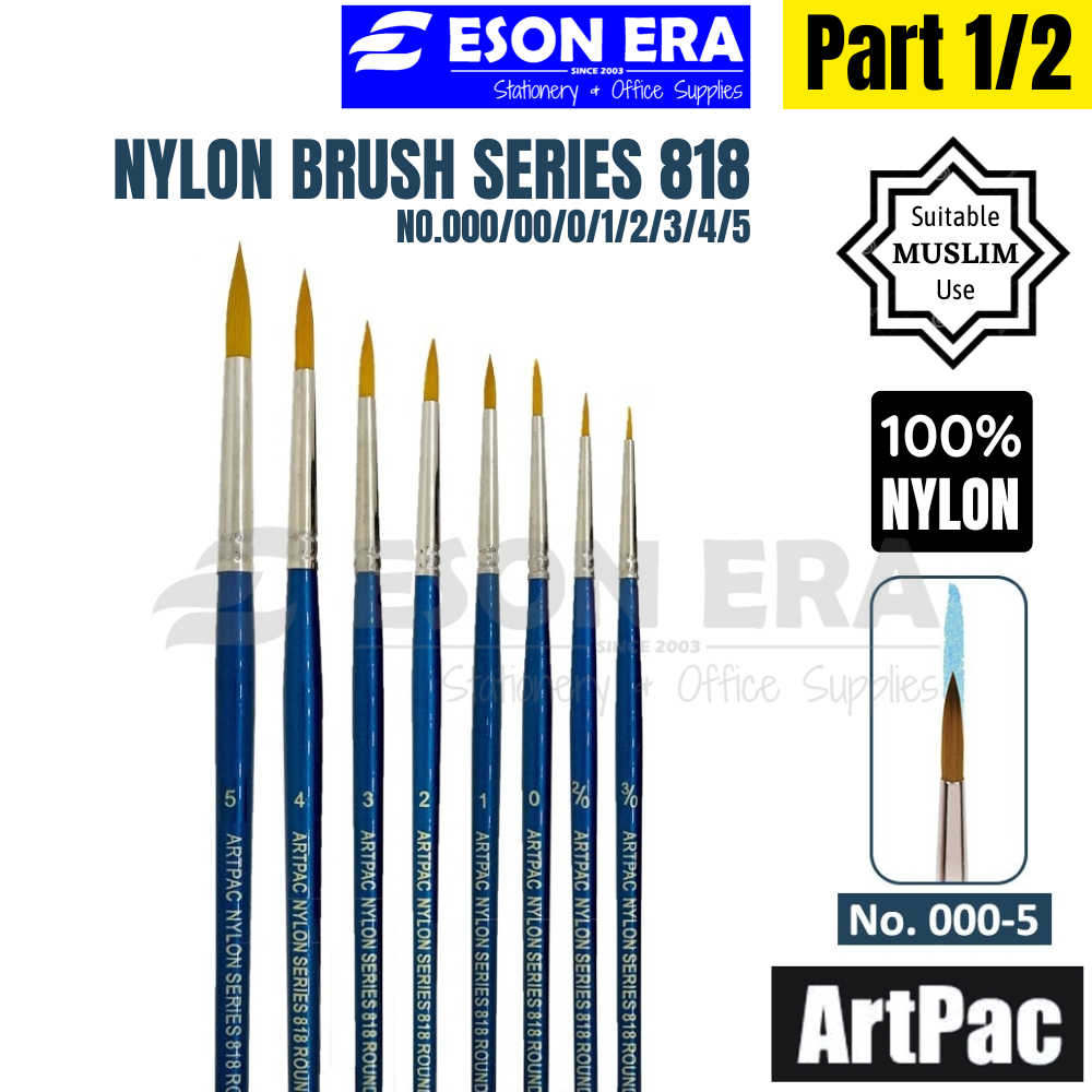 [Part 1/2] Artpac Nylon Brush Round S818 000-5 Berus Warna Painting Brush Drawing