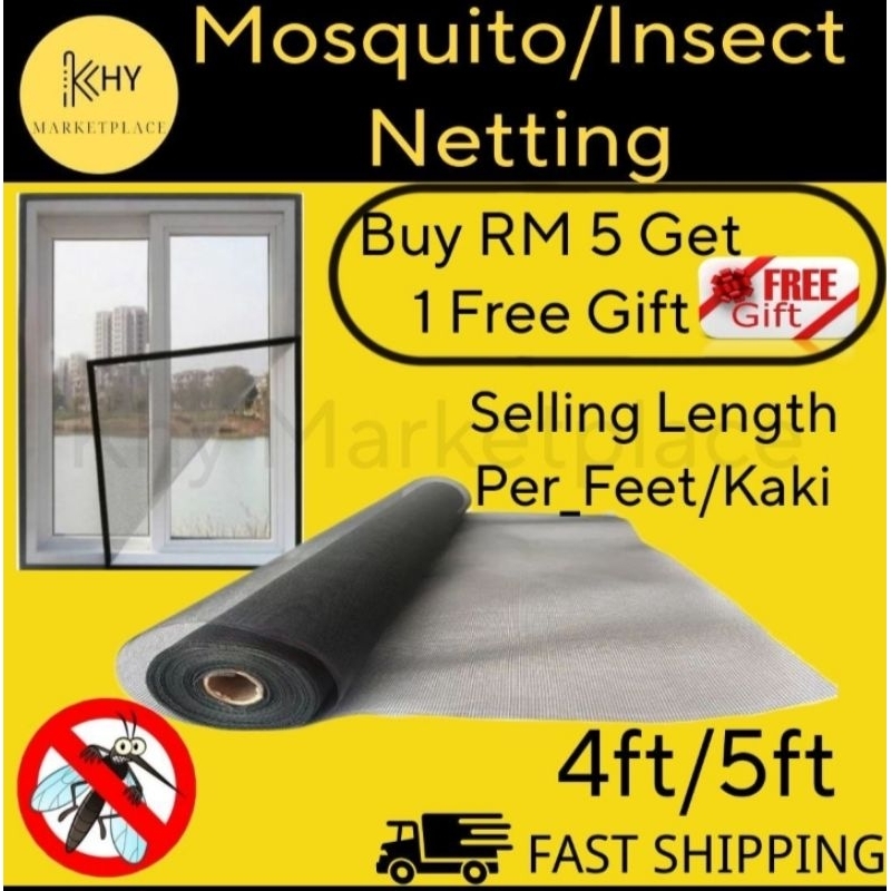 Fiberglass Netting Insect Screen Mosquito Net Fiber Net Mosquito Mesh Jaring Nyamuk(Quantity 1 = 1ft)