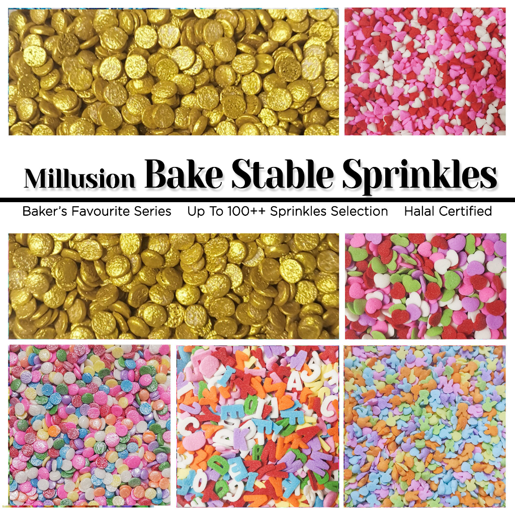 500g Millusion Bakestable Cake Sprinkles Halal Cake Decoration Manik Kek Murah Gula Hiasan Raya Bakery Color Ball 糖珠