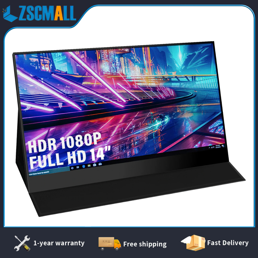 ZSCMALL Portable Monitor 14'' 15.6'' 1920x1080P FHD HDMI USB-C Ultra Thin Monitor for Laptop Extender Display Portable Screen PS4/5 Xbox