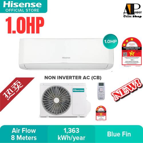 (FREE DELIVER) Hisense 1.0HP/1.5HP /2.0HP/2.5HP 100% Original Set  3 Star Non-Inverter/4 Star Inverter Air Cond R32 .