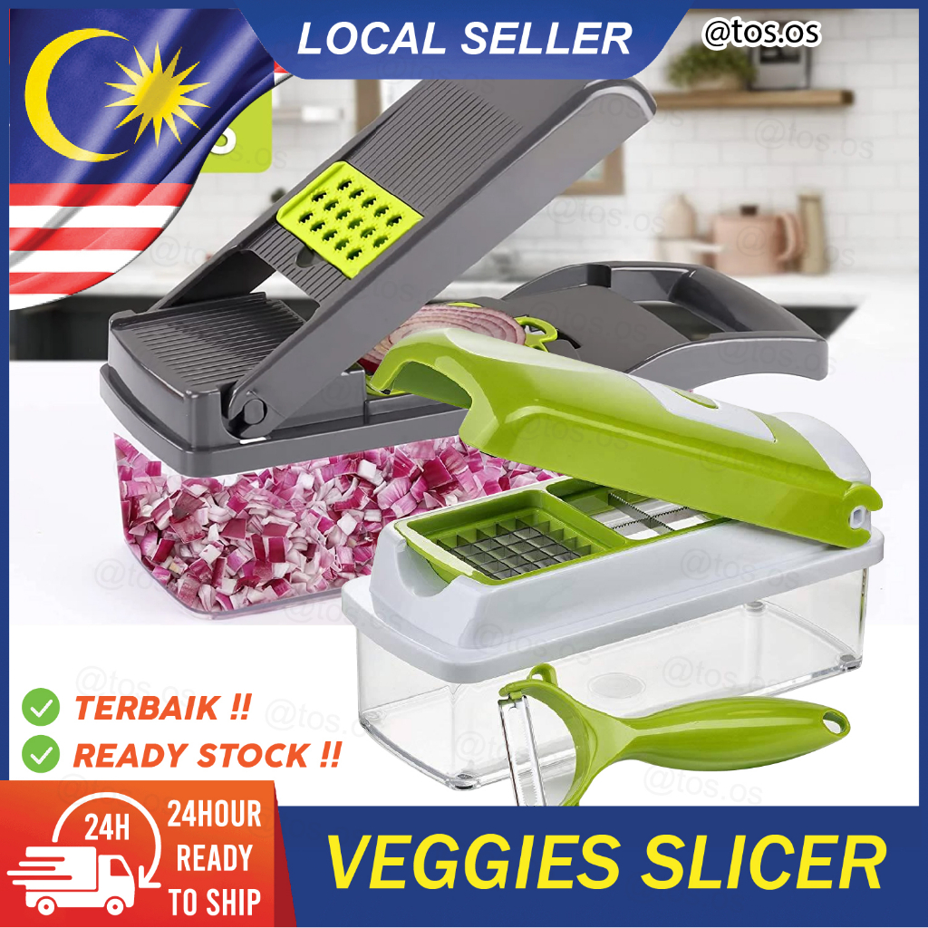 Multifunctional Vegetable & Fruit Cutter Stainless Steel Grater Chopper Peeler Nicer Dicer Slicer/ Alat Pemotong