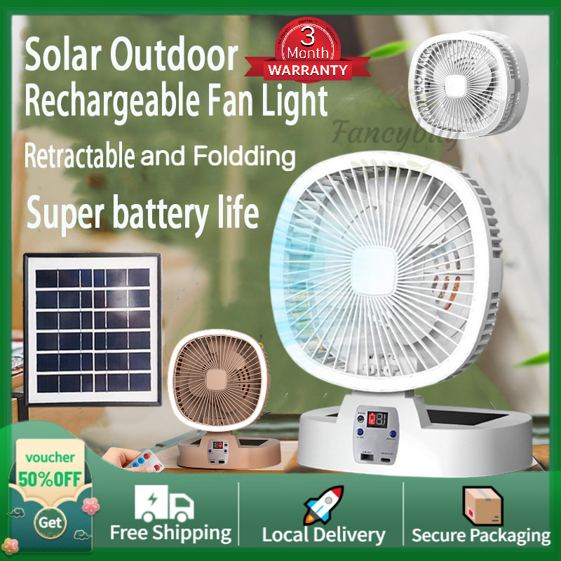 rEADY🛒 Solar Fan Outdoor Fan 5000mAh USB Rechargeable Cooling Fan Portable Folding Fan High-quality Desktop Fan 风扇 无线风扇