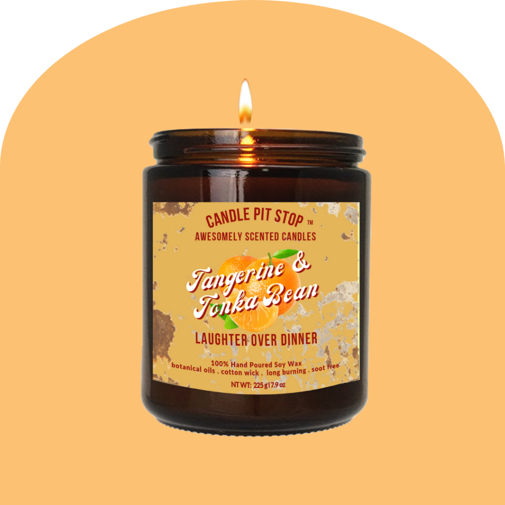 Candle Pit Stop - "Tangerine & Tonka Bean" - Soy Wax Natural Candle 225g | Hand Poured I Soot Free I Eco Friendly