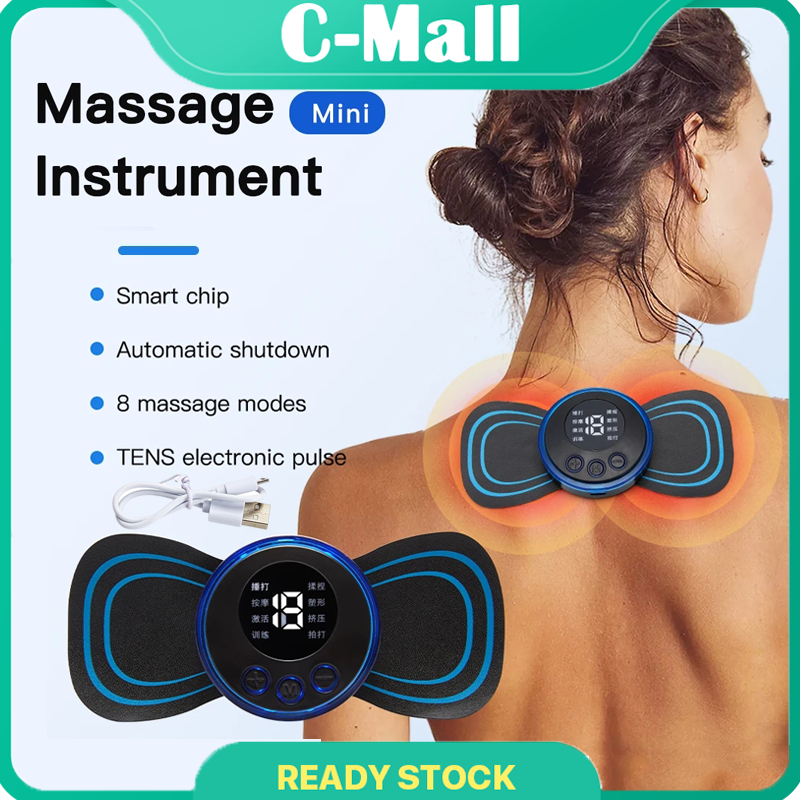 C-MALL Neck Massager EMS Cervical Massage Stickers Muscle Stimulator Massager Electric Neck Massage EMS Cervical Massage