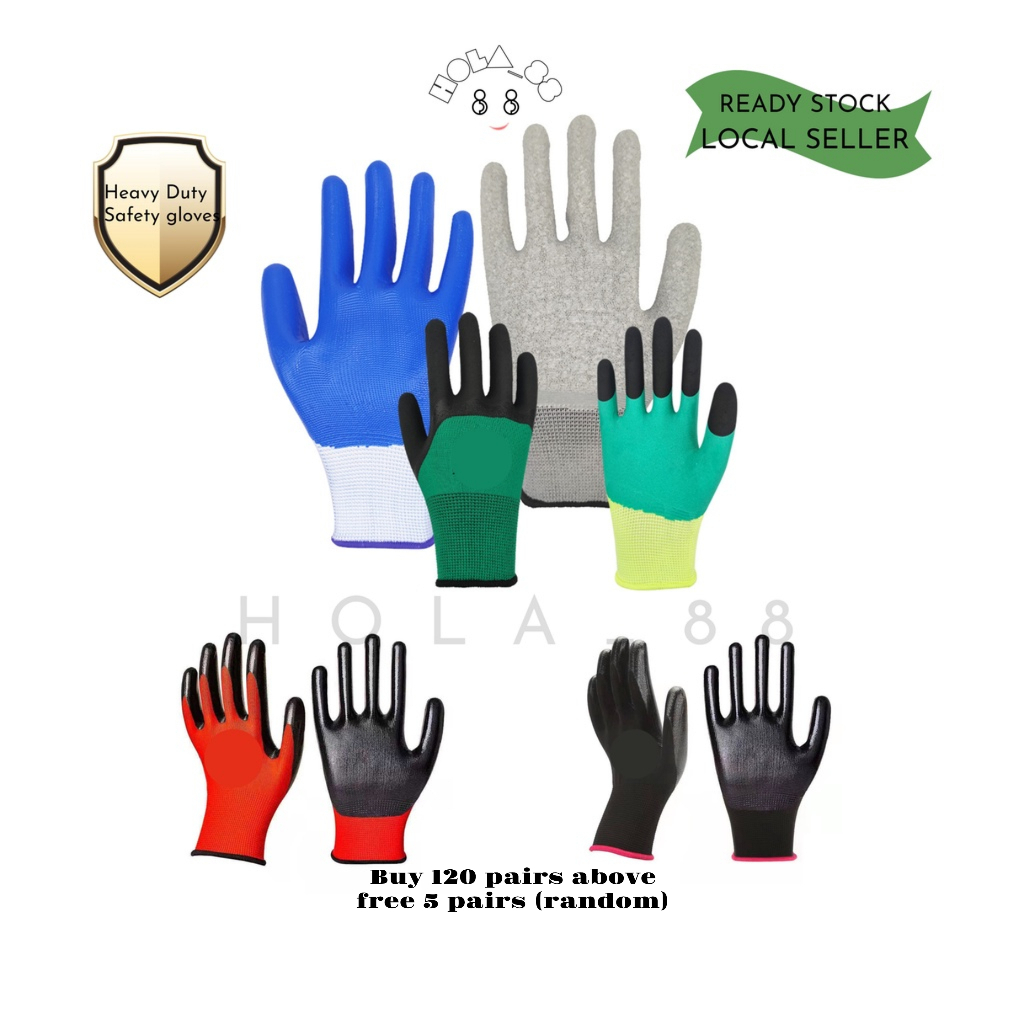 Heavy Duty Safety Gloves Mechanic Working Sarung Tangan Gloves Safegrip Gardening & General Use Glove (Nitrile)工业手套