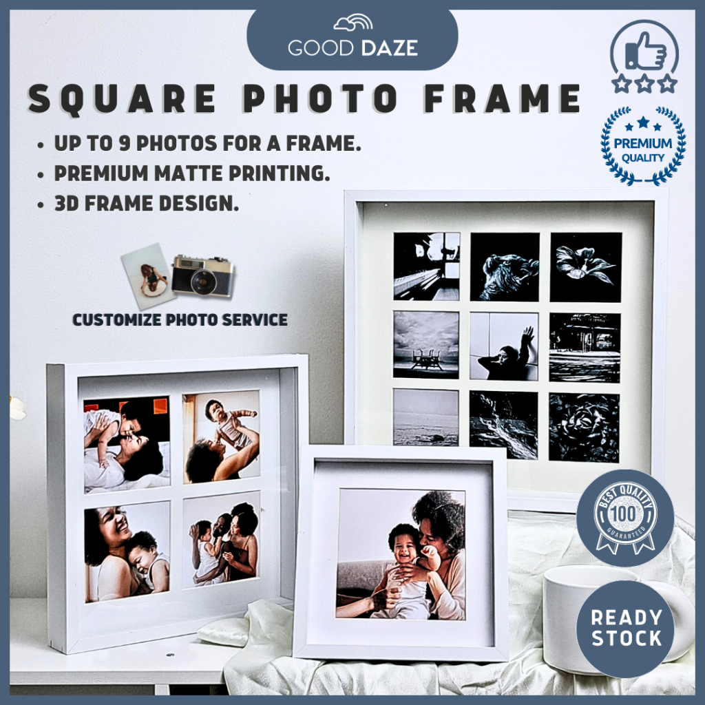 GOOD DAZE 3D Square Photo Frame Collage Photo Frame Custom Frame 九宫格相框 四宫格相框 四方相框 Frem Gambar Square