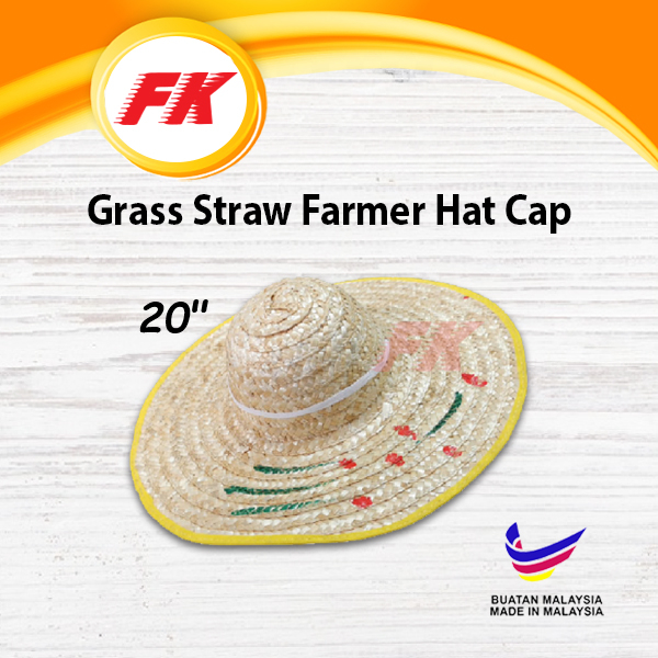 20" Grass Straw Farmer Hat Cap / Topi Rumput Jerami Petani