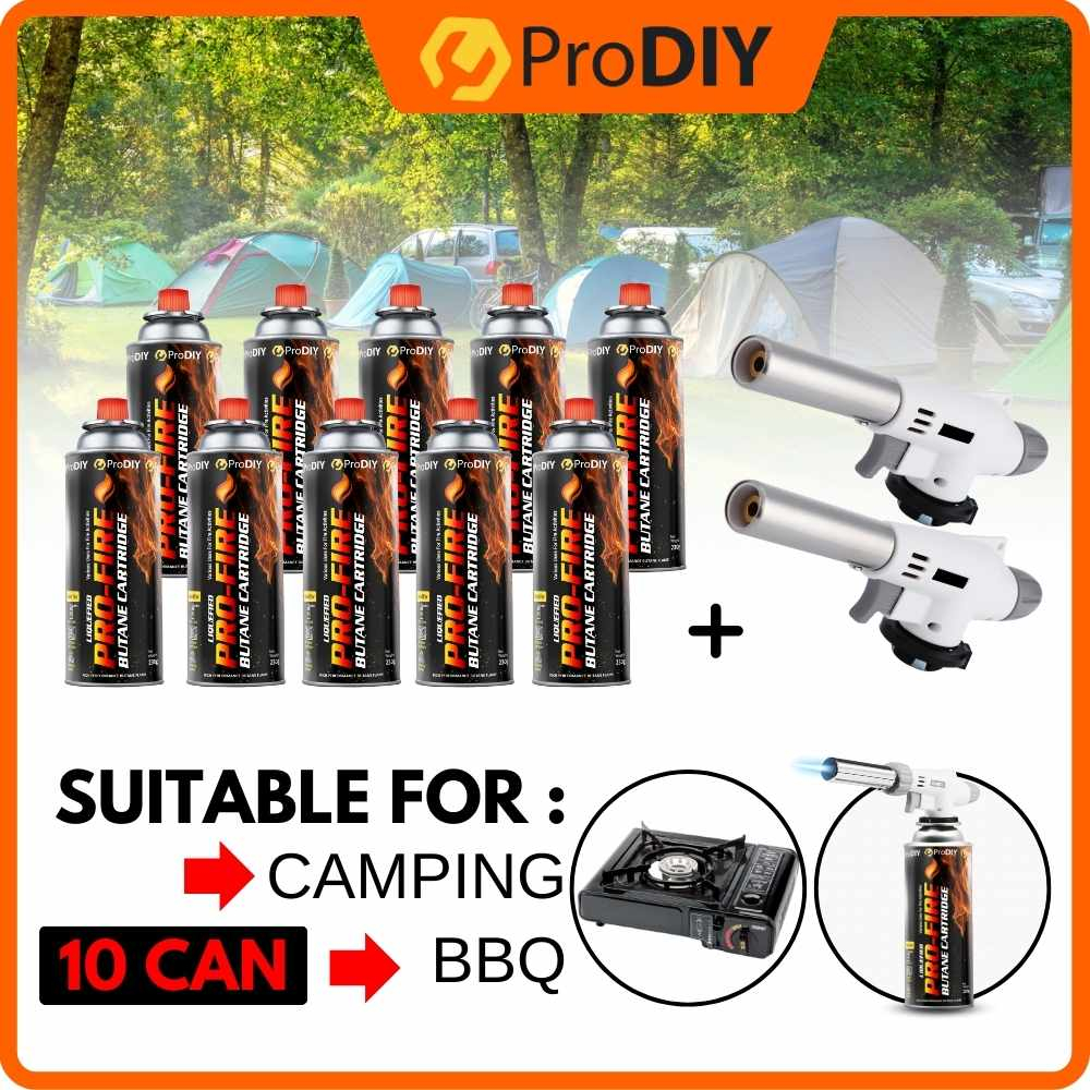 10 Cans Butane Burner Welding Fire Maker Flame Gun For Stoves + CAMPSOR Camping Gas Multipurpose Torch Gun