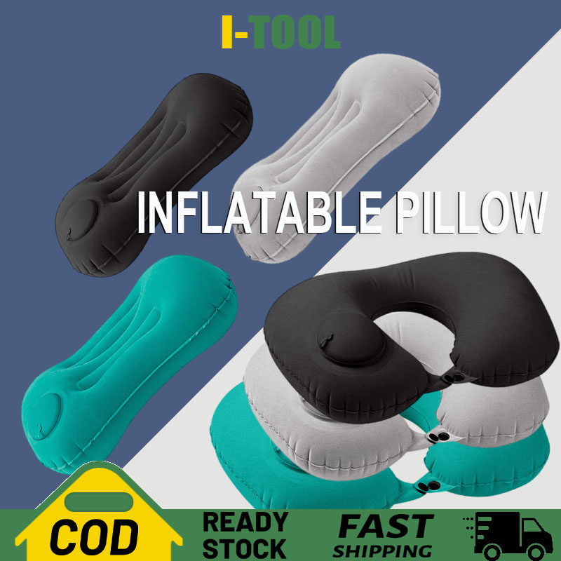 Portable Inflatable Pillow Press Type Inflatable Air U-shaped Neck Pillow for Office Airplane Home Car camping