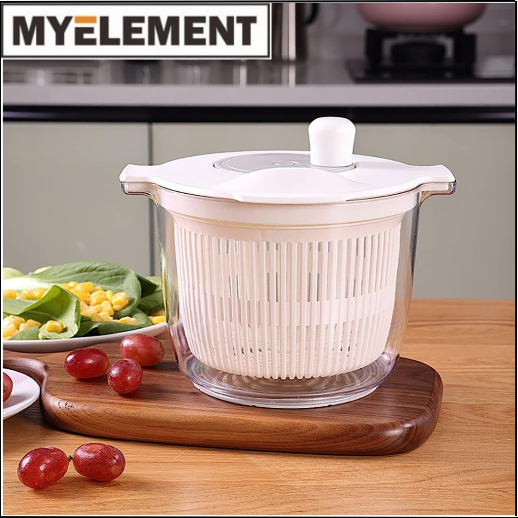 Myelement Rotary Salad Spinner Dehydrated Machine Manual Salad Dehydrator Vegetable Colander Water Drain Basket