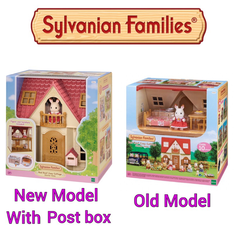 Original Sylvanian Families Red Roof Cosy Cottage Starter House Set Home Post box mail box mailbox balcony rabbit new