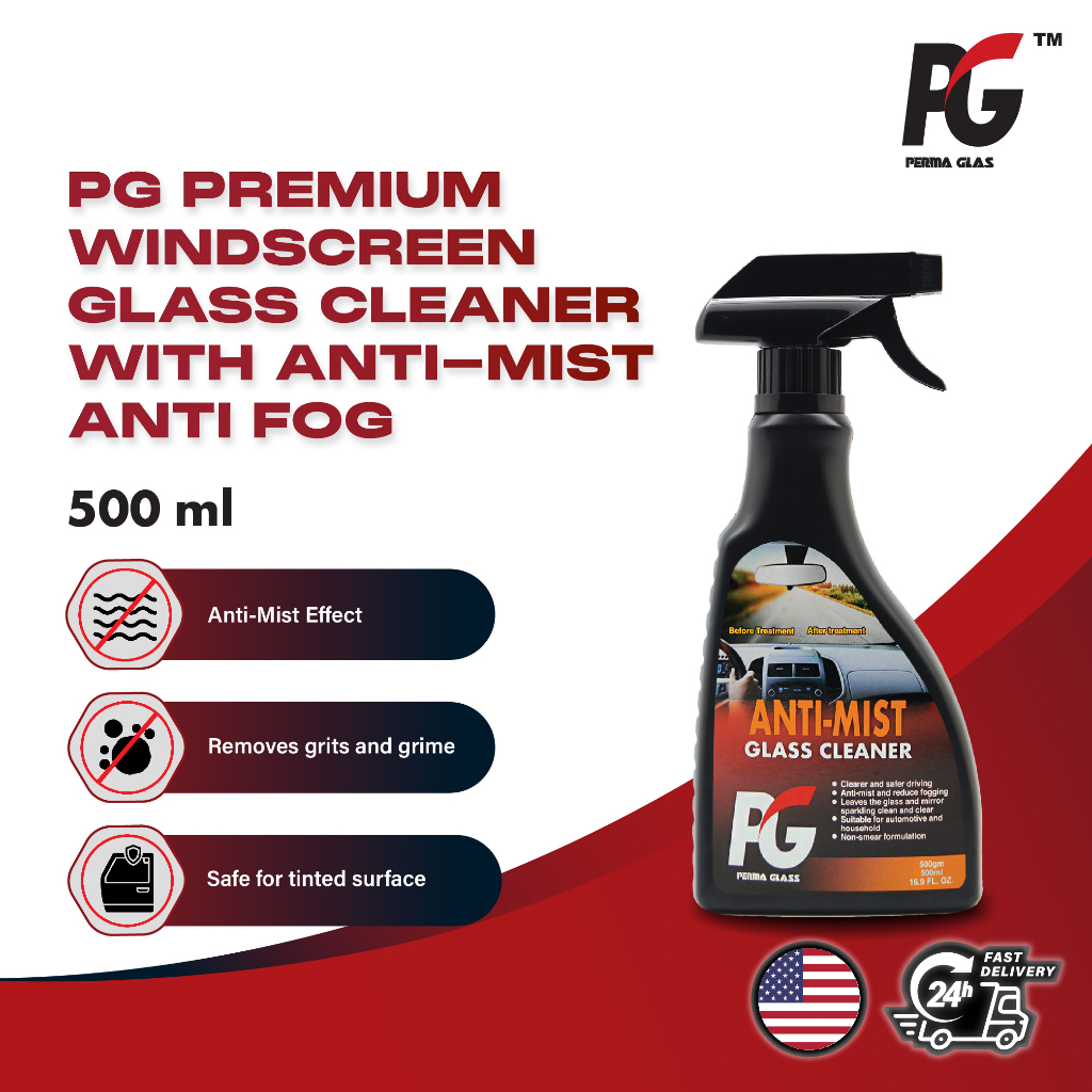 PG Premium Windscreen Glass Cleaner with Anti-Mist Anti Fog (500ml) Kilang/Direct Manufacture/ Bulk Purchase