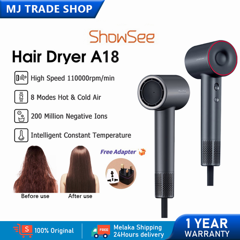 Xiaomi ShowSee A18 Hair Dryer Ultra-Fast Drying Hair Dryer (Anion Hair Dryer Negative Ion) Pengering Rambut 小米负离子速干吹風機