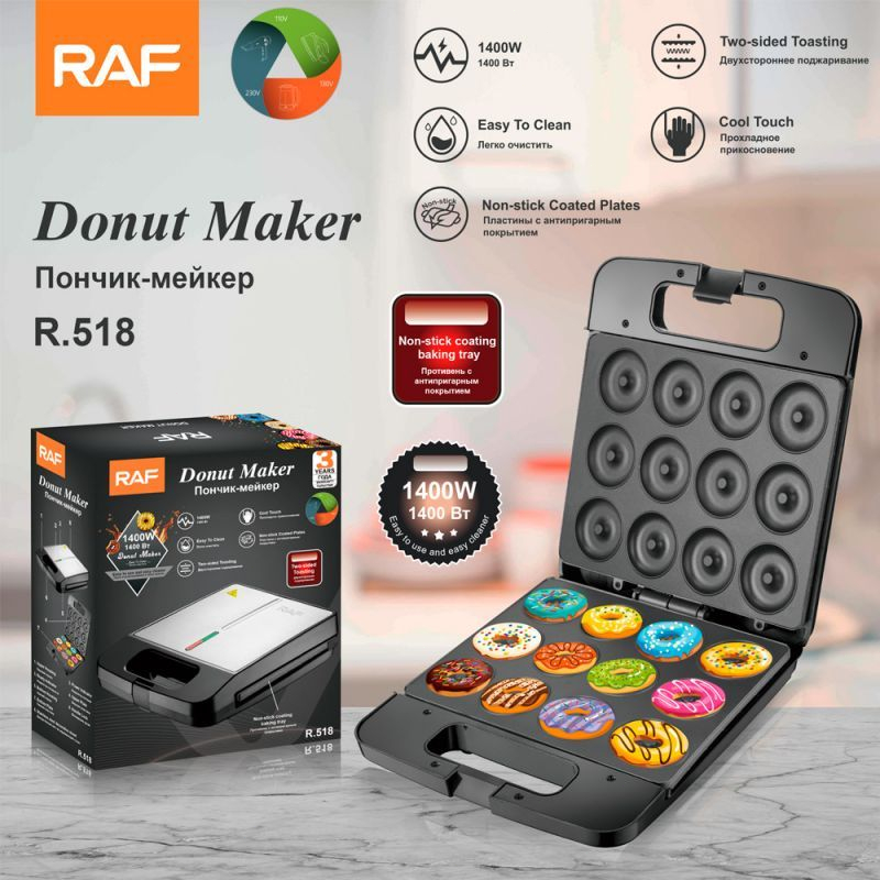 <RAF >Mini Dount Maker 12 holes Mini Donut Machine Electric Donut Machine Waffle Maker Sandwich Maker