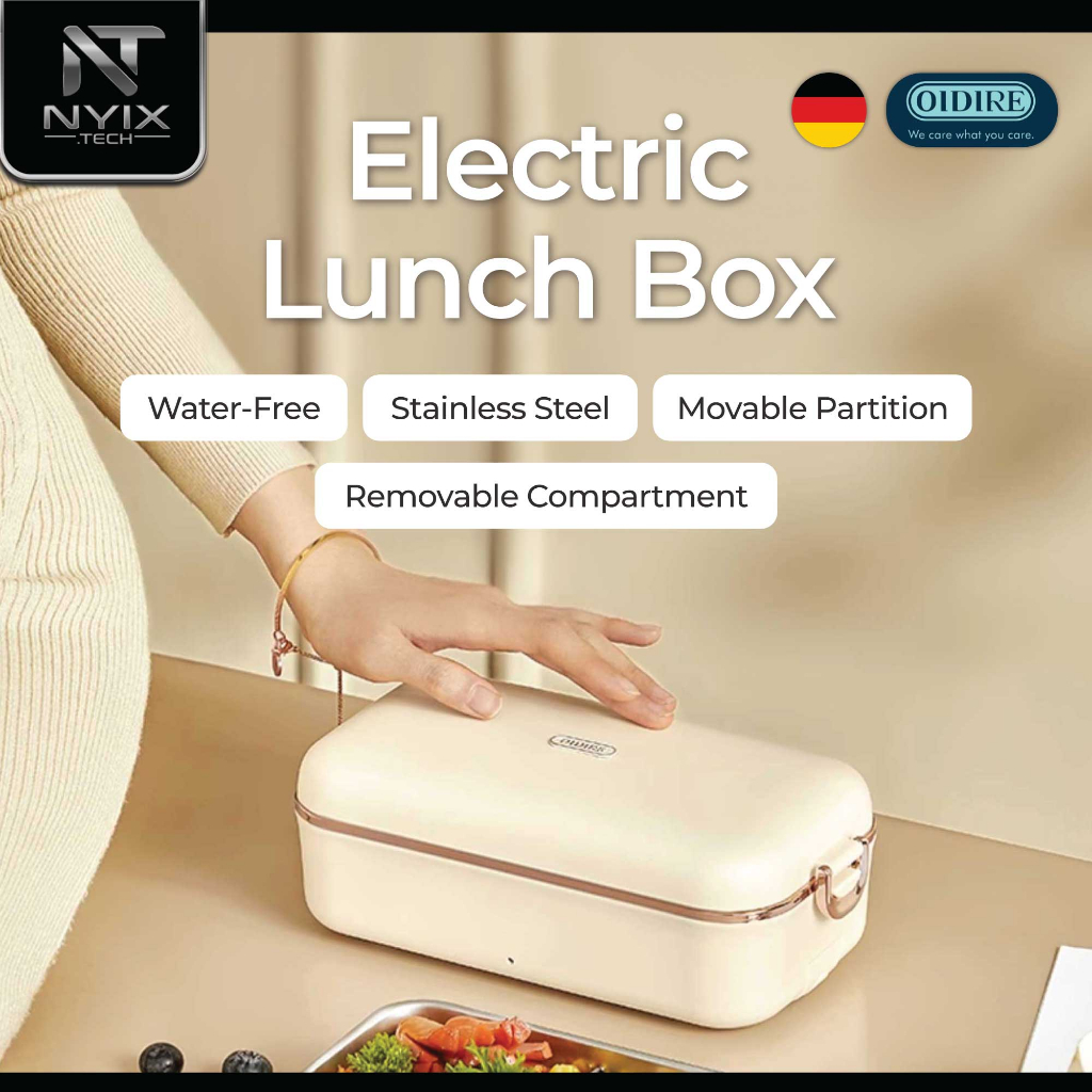 OIDIRE Electric Lunch Box Stainless Steel Portable Heating Food Warmer Charging Bento Makanan Panas Office Worker