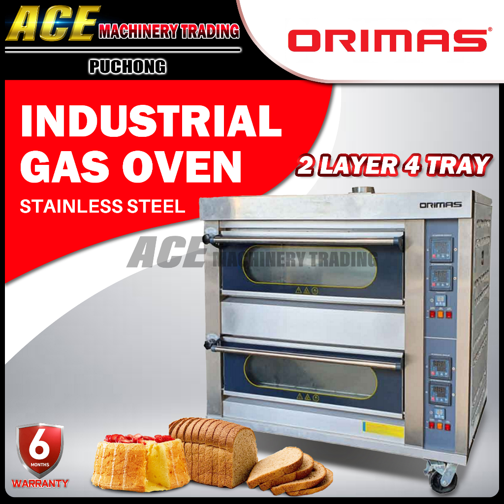 [ ORIMAS ] GR-4M Industrial S/Steel Gas Oven 2 Layer 4 Tray 20-400℃ Heavy Duty Business Commercial Use