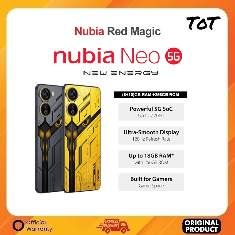 [Ready Stock] Nubia Neo 5G (18(8+10)GB+256GB) 120Hz Refresh Rate l Dual Sim 50MP Ultra-Clear l 22.5W Fast Charge 4500mAh