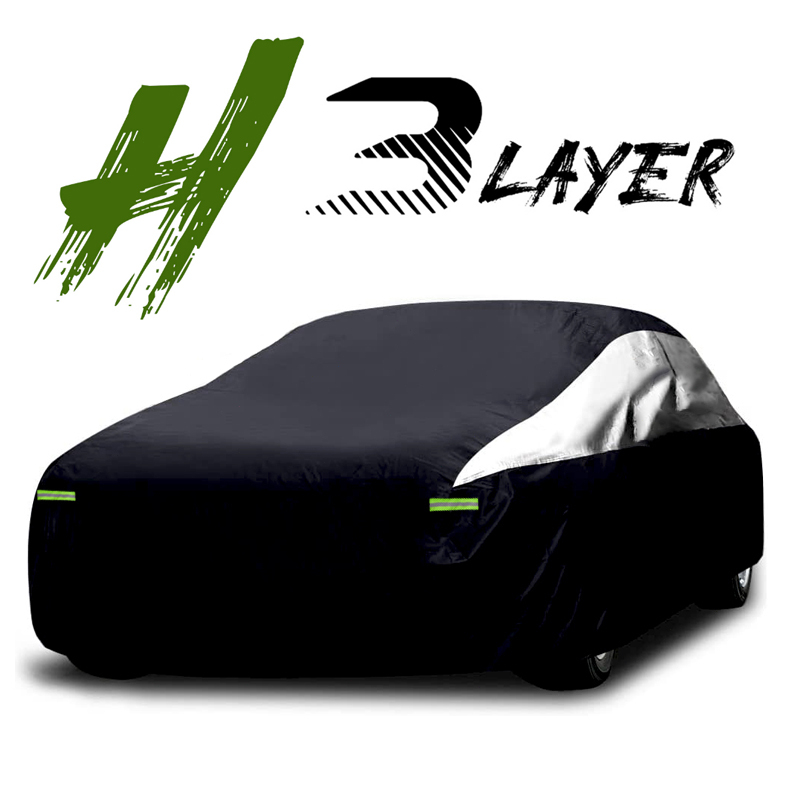 HOTOP Waterproof Car Cover 3 Layers All Weather Snowproof UV Protection Windproof Outdoor Full Car Cover Universal Car Accessories for Myvi Bezza City Axia Alza Aruz Persona City Vios Civic Viva