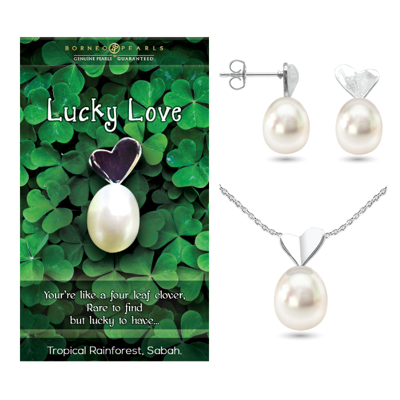 Lucky Love - Pearl Pendant & Earring Set