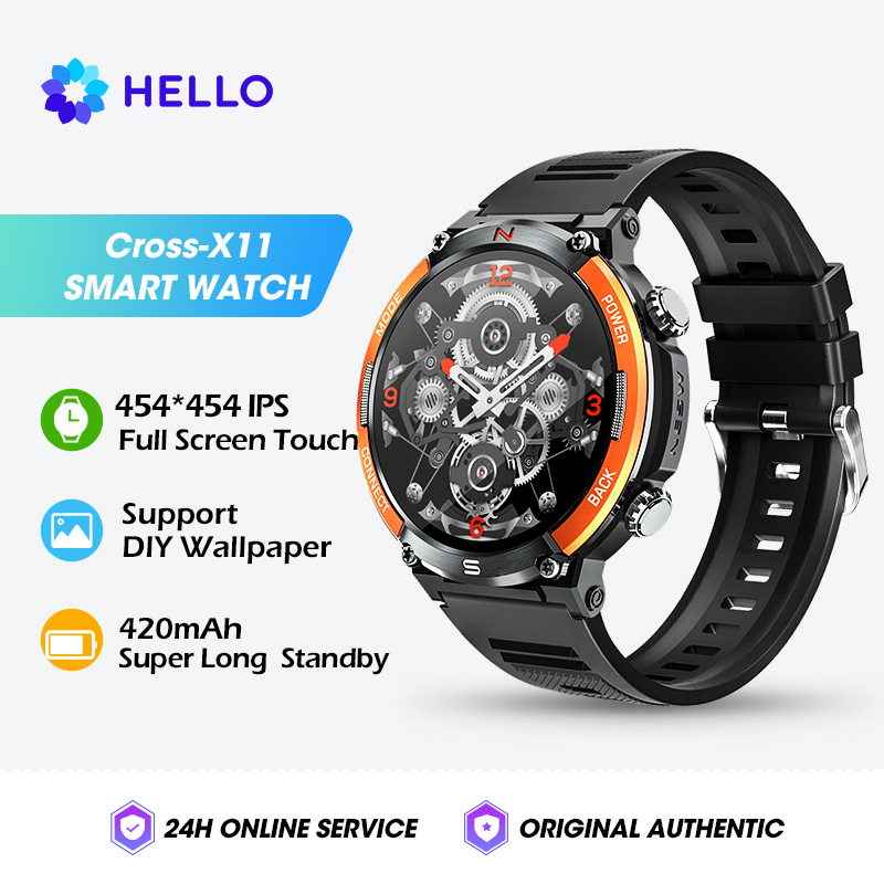 HELLO Cross Smart Watch 1.52'' Display Men Travel Compass Bluetooth Call Health Monitoring Waterproof Detection