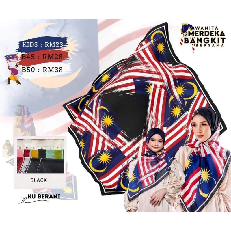 TUDUNG BAWAL KEKABOO WANITA MERDEKA BANGKIT BERSAMA-KU BERANI