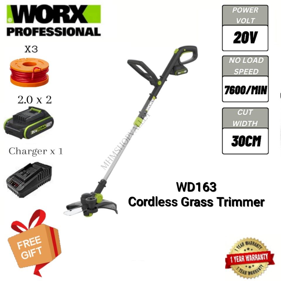 WORX Grass Cutter WD163 20V Cordless Electric Grass Cutter Grass Trimmer Mesin Rumput Cordless Mesin Rumput Bateri