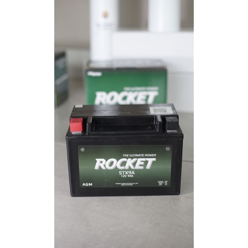 Rocket AGM 12 volt STX 9A ( 9Ah Motorcycle - Car Backup battery, Start Stop battery, Volvo Car auxillary battery)