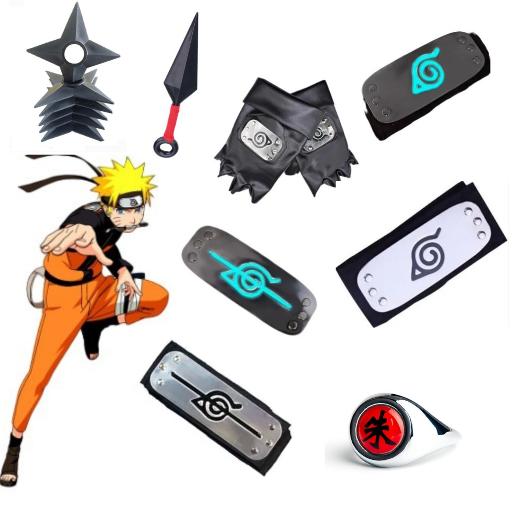 Malaysia Ready StockNaruto Anime Set Accessories Cosplay Fashion Gloves Mask Headband Weapon Props Toy Gift