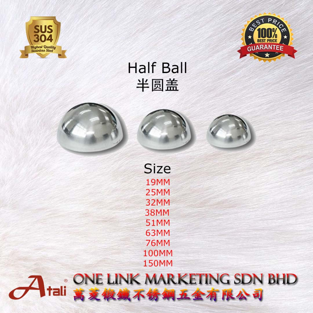 READY STOCKSTAINLESS STEEL GATE DOOR ACCESSORIES HALF BALL 半圆盖 Q039