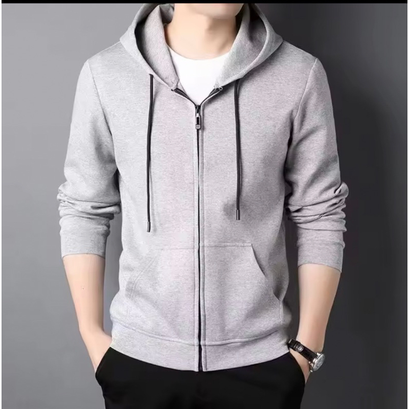 ‍❤️‍READY STOCK Hoodies Unisex Long Sleeve Solid Zipper Sweatshirts Meron/Black/Gray/Dark Blue/dark gray