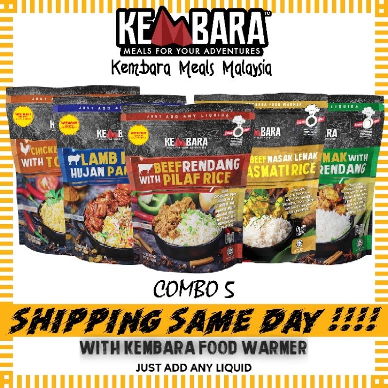 Combo 5 Kembara Meals, Kembara Meals, MRE, halal food, hiking food, travel food, scuba food, self heating food