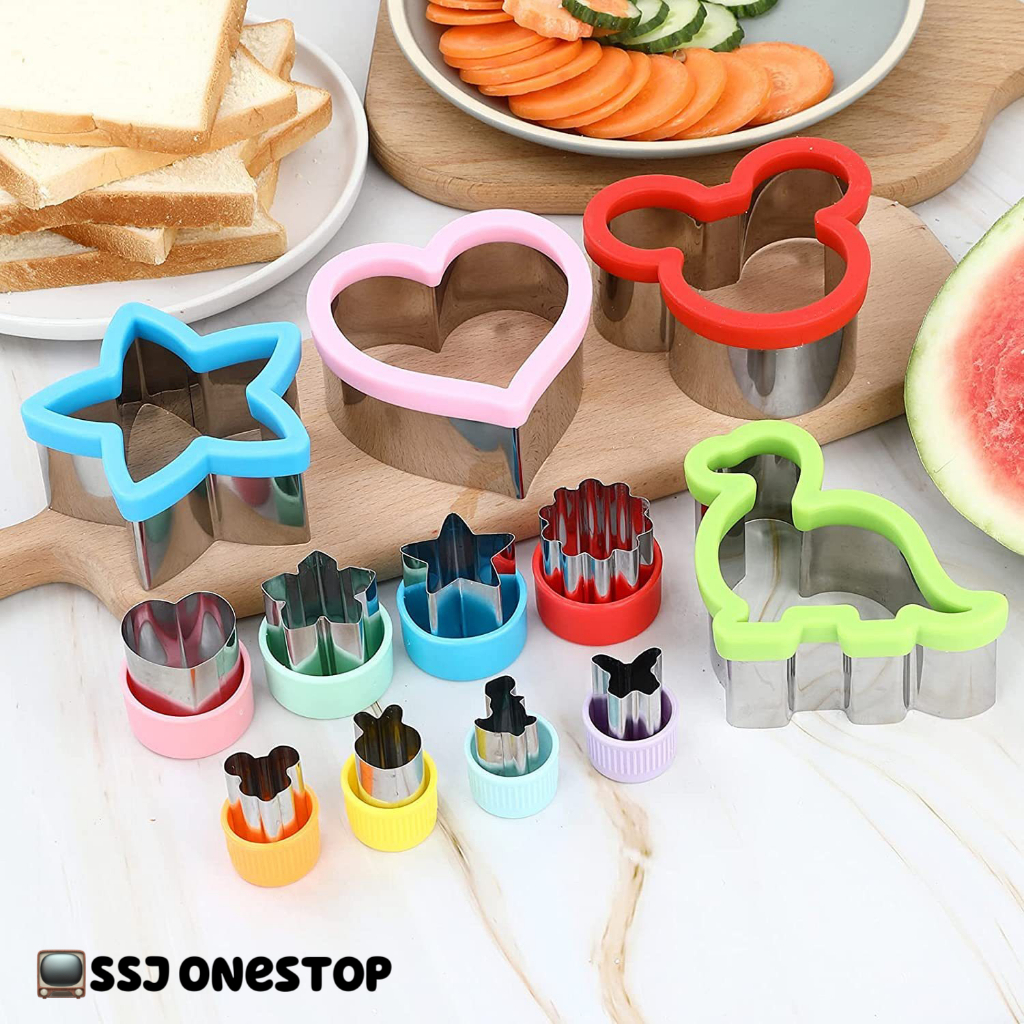 12pcs 34pcs Cartoon Sandwich Cutter Dino Heart Shaped Stainless Steel Bread Mould Cookie Cutters Kids Bento Mold Baking