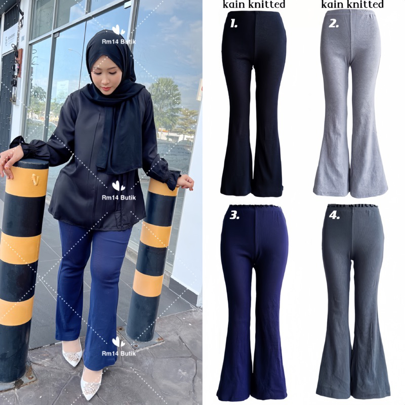 Seluar Slack Sukan Bootcut Wanita High Waist Flare Wide Leg trousers