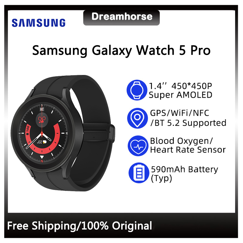 Samsung Galaxy Watch 5 Pro 45mm Smart Watch 1.4'' Super AMOLED Screen Blood Oxygen Heart Rate Measure 590mAh Battery GPS