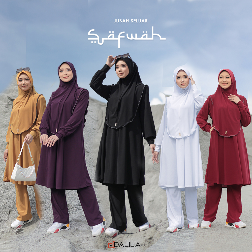 Dalila Jubah Seluar Safwah Suit Muslimah Umrah Haji Ironless [TANPA TUDUNG] Suit Muslimah Wanita