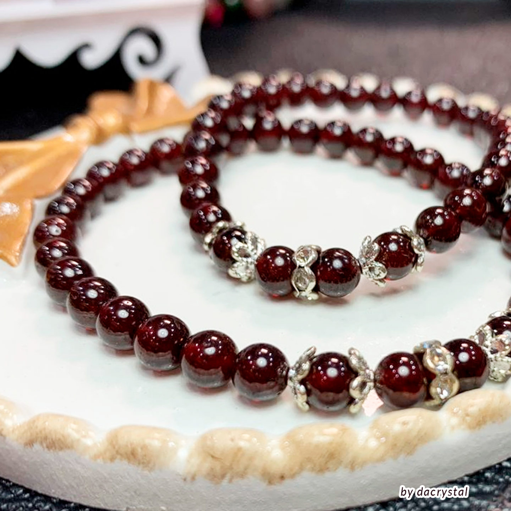 【DACRYSTAL】 High-grade Garnet Jewelry Crystal Bracelet 石榴石水晶手链女人石