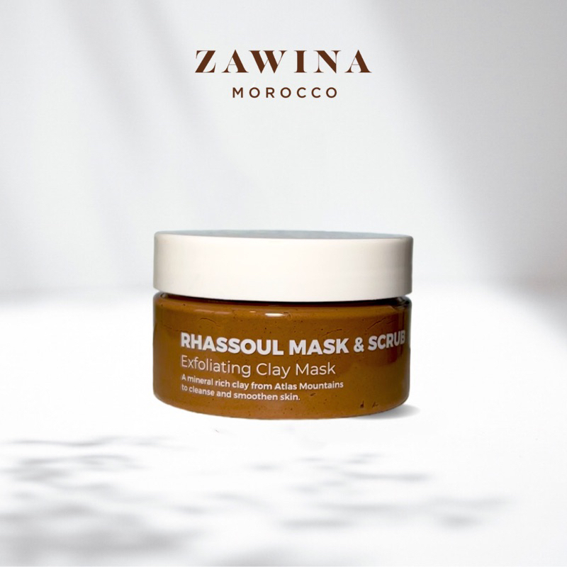 Rhassoul Clay Mask & Scrub Anti Pores & Acne Moisturizing Oil Control Rose & Argan Clay Mask