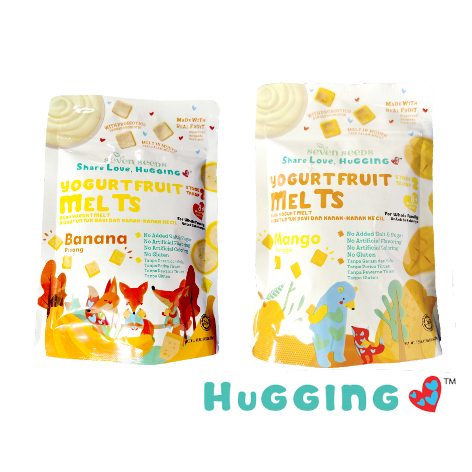 Hugging Love Organic Baby Yogurt Fruits Melt Bundle Set - Banana (1 pack 20g) + Mango (1 pack 20g) EXP 15/4/2027