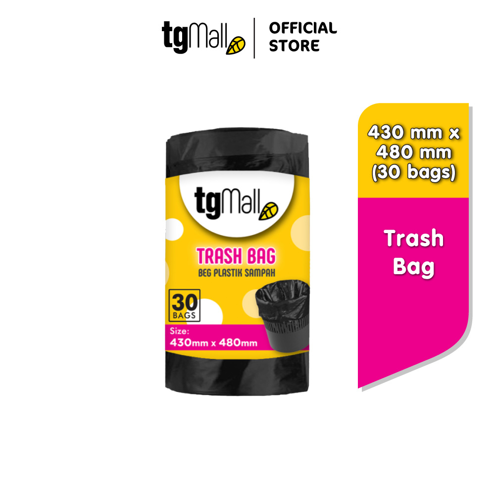 TG Mall HDPE Black Garbage Bags Trash Bags - Small (43cm x 48cm x 30pcs)