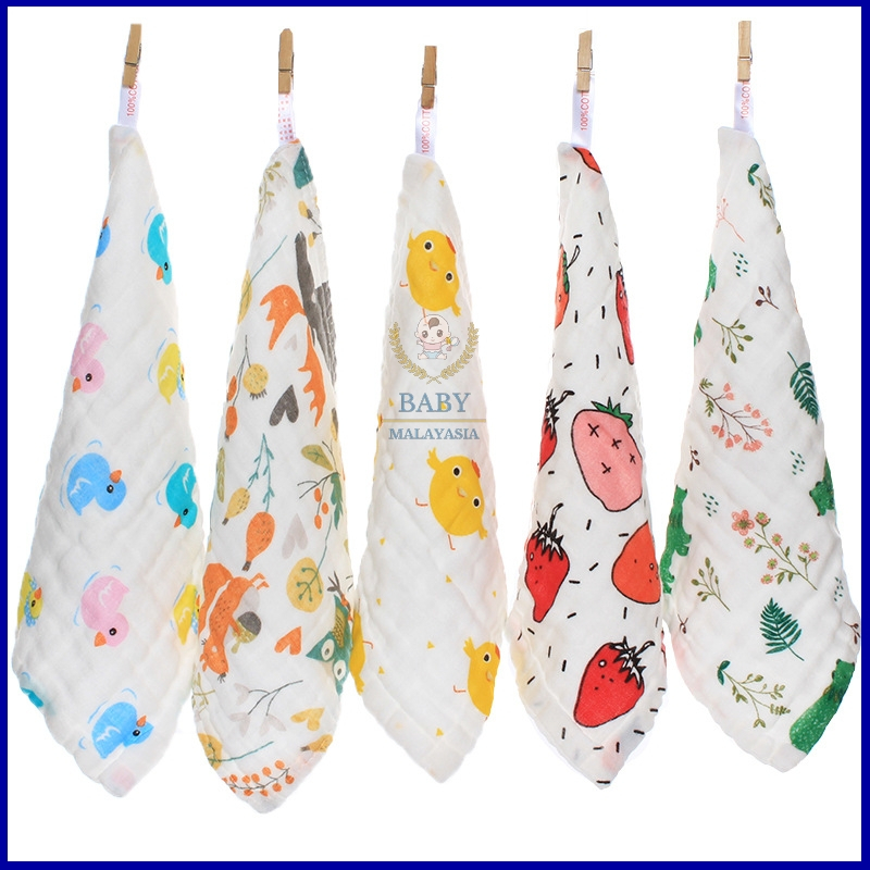 Baby Handkerchief 100%cotton 6 layer 25*25cm baby face towel baby Bib