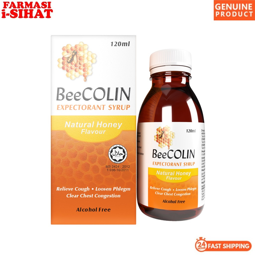 BeeCOLIN Expectorant Syrup (Alcohol Free) 120ml ✒ Relieve cough, Loosen phlegm, Clear chest congestion