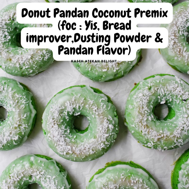(DONAT & BOMBOLONI PANDAN) Tepung Donat Pandan Coconut Premix 500g Tepung Segera Donut Mix