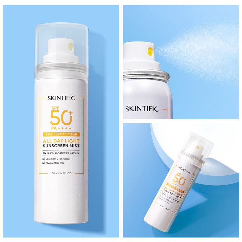 SKINTIFIC All Day Light Sunscreen Mist SPF50 PA+++ Whitening Sunblock