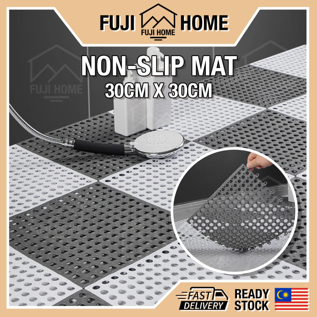 READY STOCK 30CM Anti Slip Splicing Mat Non-slip Splicing Floor Mat PVC Kitchen Bathroom Toilet Floor Mat Non Slip Mat