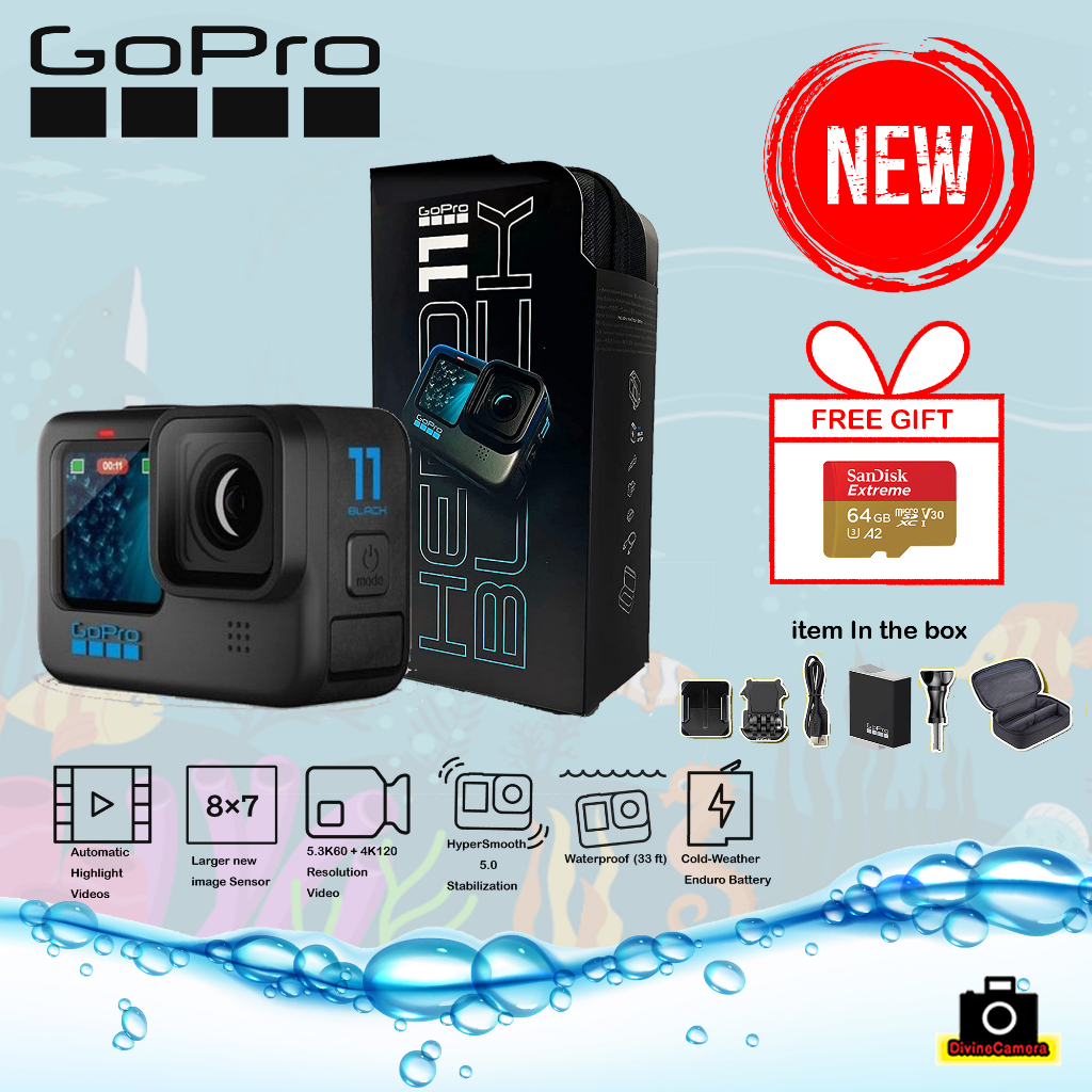 (Ready Stock) GoPro Hero 11 / Hero11 Black 1 Year Warranty Waterproof Action Camera